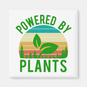 Aangedreven door Planten Funny Green Vegan Sunset Magneet