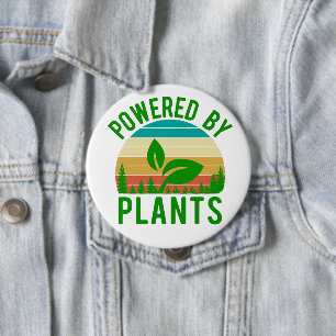 Aangedreven door Planten Funny Green Vegan Sunset Ronde Button 4,0 Cm