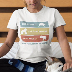 Aangedreven door Planten Vegan Vegetarian Retro T- T-shirt