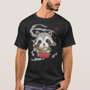 Aangedreven door Ramen Cute Raccoon Eats Ramen T-shirt