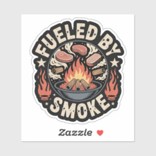 Aangedreven door rook – BBQ Fire Pit Emblem Sticker