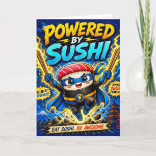 Aangedreven door Sushi – Schattige Superheld Sushi Bedankkaart