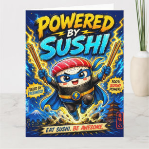 Aangedreven door Sushi – Schattige Superheld Sushi Kaart