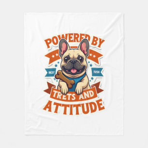 Aangedreven door Treats And Attitude Franse Bulldo Fleece Deken