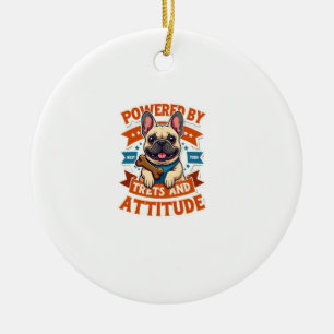 Aangedreven door Treats And Attitude Franse Bulldo Keramisch Ornament
