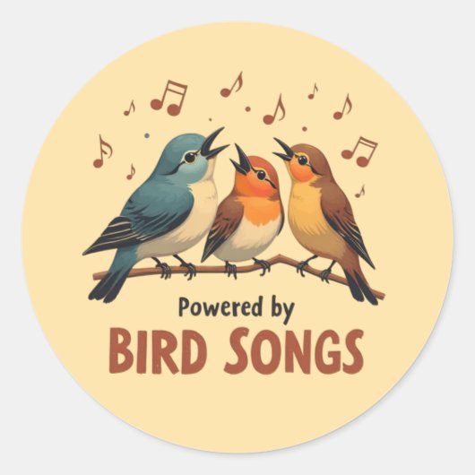 Aangedreven door vogelgezang ronde sticker (Voorkant)