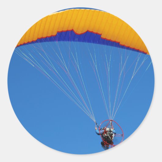 Aangedreven Paraglider Ronde Sticker (Voorkant)
