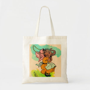 Aangeklede olifant die springtouw speelt in de jar tote bag