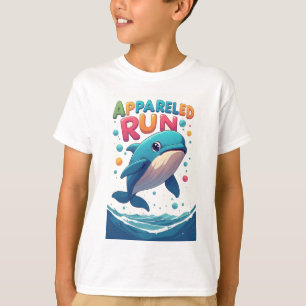 Aangeklede Run: Speelse Cartoon Walvis T-shirt
