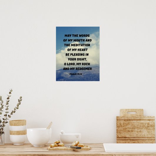 Aangenaam in Gods zicht Psalm 19:14 Bijbelvers Poster (Keuken)