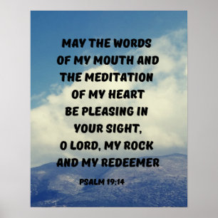 Aangenaam in Gods zicht Psalm 19:14 Bijbelvers Poster