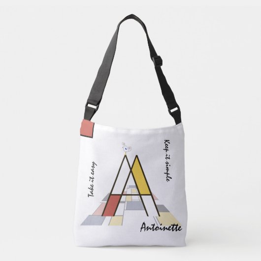 Aangenaam neoplasticisme Art Monogram. Brief A Crossbody Tas (Voorkant)