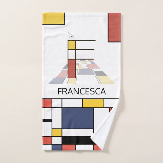Aangenaam neoplasticisme Art Monogram. Brief F Bad Handdoek (Handdoek)