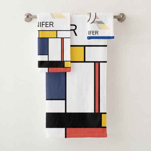 Aangenaam neoplasticisme Art Monogram. Brief J Bad Handdoek (Insitu)