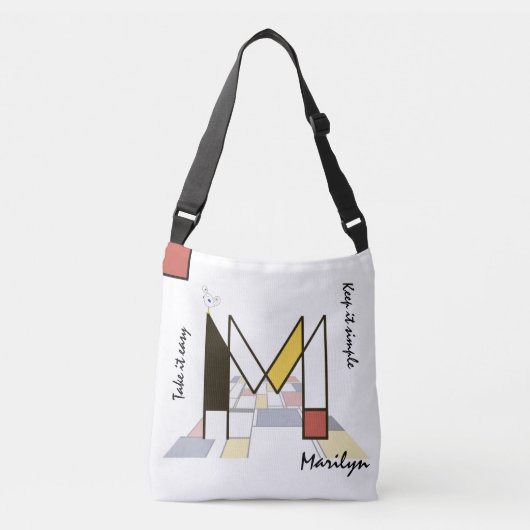Aangenaam neoplasticisme Art Monogram. Brief M Crossbody Tas (Voorkant)