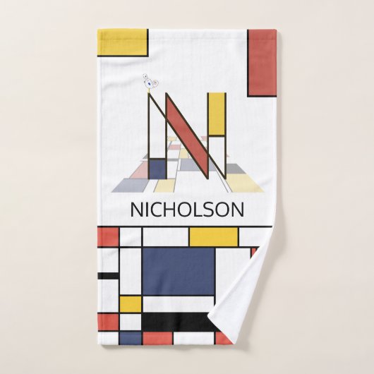 Aangenaam neoplasticisme Art Monogram. Brief N Bad Handdoek (Handdoek)