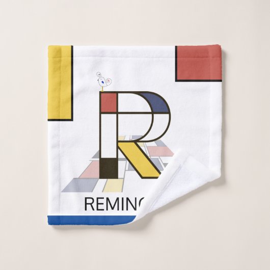 Aangenaam neoplasticisme Art Monogram. Brief R Bad Handdoek (Wasdoekje)