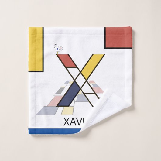 Aangenaam neoplasticisme Art Monogram. Brief X Bad Handdoek (Wasdoekje)
