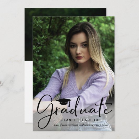 Aangenaam Typografiescript voor/achter Afstuderen Kaart (Voorkant / Achterkant)