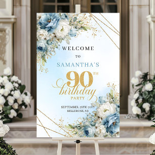 Aangename Boho stoffig blauwe gouden 90ste verjaar Poster
