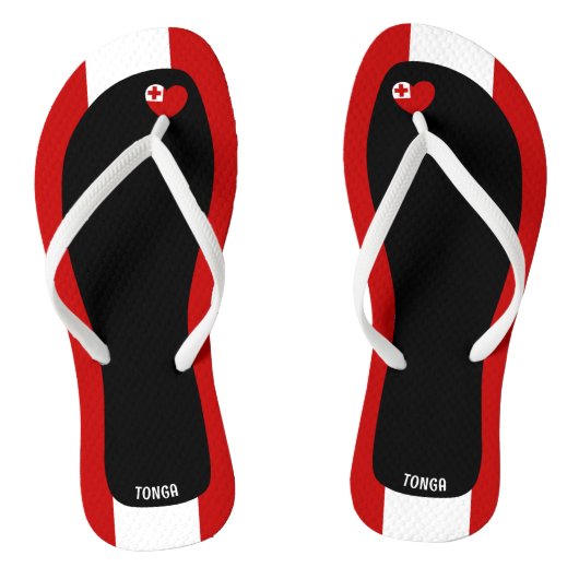 Aangename Tonga Vlagkleuren Patriottisch Teenslippers (Voetbed)