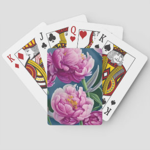 Aangename Tuin Pioenrozen in Landelijke Stijl Pokerkaarten