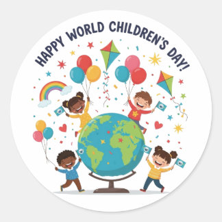 Aangename Wereld Kinderdag Viering Sticker