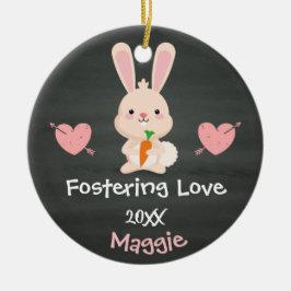 Aangenomen - Gepersonaliseerd roze Bunny Foster Ca Keramisch Ornament