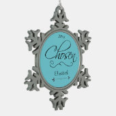 Aangenomen Scrolling Chosen Datum Aanname aanpasse Tin Sneeuwvlok Ornament (Links)