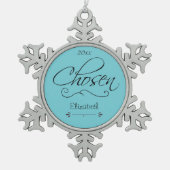 Aangenomen Scrolling Chosen Datum Aanname aanpasse Tin Sneeuwvlok Ornament (Voorkant)
