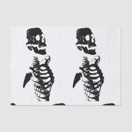 Aangepast 10lb-weefselpapier, witte SKULL-SKELETON Tissuepapier (Voorkant)