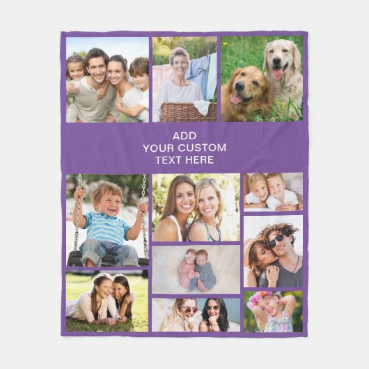 Aangepast 11 Foto-collage Paars Fleece Deken (Voorkant)