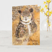 Aangepast 16e verjaardag, Owl Wilde & Crazy Kaart (Gele Bloem)