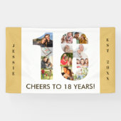 Aangepast 18e geboortedag Neutrale foto-collage Spandoek (Horizontaal)