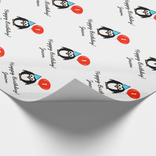 Aangepast 1ste verjaardag pinguïn verpakkingspapi cadeaupapier