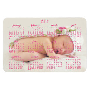 Aangepast 2016 Magnetic Calendar Baby Foto 4x6 Magneet