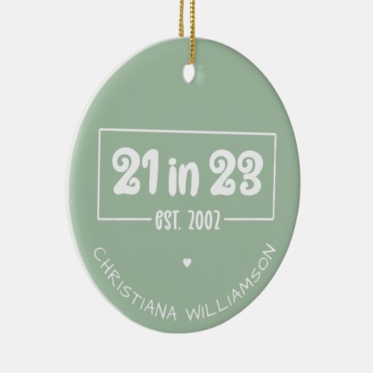 Aangepast 21ste verjaardag op 23 september 2002 keramisch ornament (Rechts)