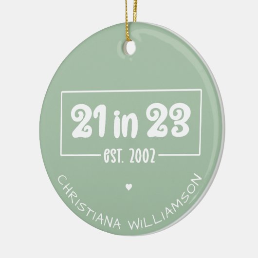 Aangepast 21ste verjaardag op 23 september 2002 keramisch ornament (Links)