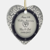 Aangepast 25e Jubileum met zilveren bruiloft Keramisch Ornament (Rechts)