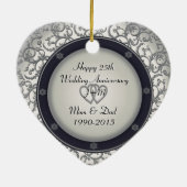 Aangepast 25e Jubileum met zilveren bruiloft Keramisch Ornament (Achterkant)