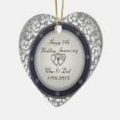Aangepast 25e Jubileum met zilveren bruiloft Keramisch Ornament (Links)