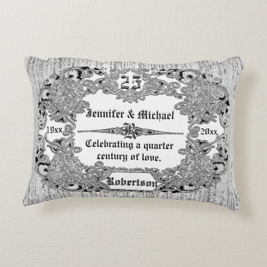 Aangepast 25e Silver Jubileum Monogram Decoratief Kussen