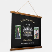 Aangepast 2 Foto gefeliciteerd Afstuderen Afstuder Hangend Wandkleed (Gebogen)