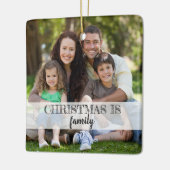 Aangepast 2-foto moderne kerstkerstkerstfeest keramisch ornament (Links)