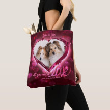 Aangepast 2 foto, Pet Love Red en Blue Neon Hearts