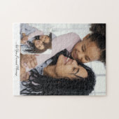 Aangepast 2 fotocollage met gepersonaliseerde teks legpuzzel (Horizontaal)