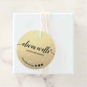 Aangepast 2-inch Ronde Faux Gold Foil Hang Label