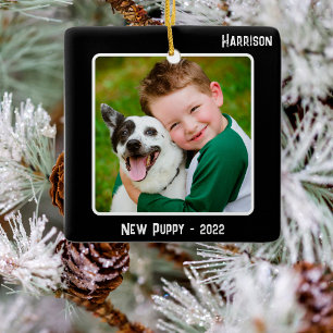 Aangepast 2-Photo 2-sided Black Special Event Keramisch Ornament