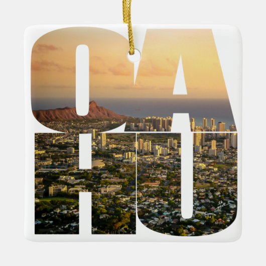 Aangepast 2 sided Photo Oahu Hawaii Kerstmis Keramisch Ornament (Voorkant)
