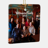 Aangepast 2 zijdelings-fotoscript voor witte kerst keramisch ornament (Rechts)